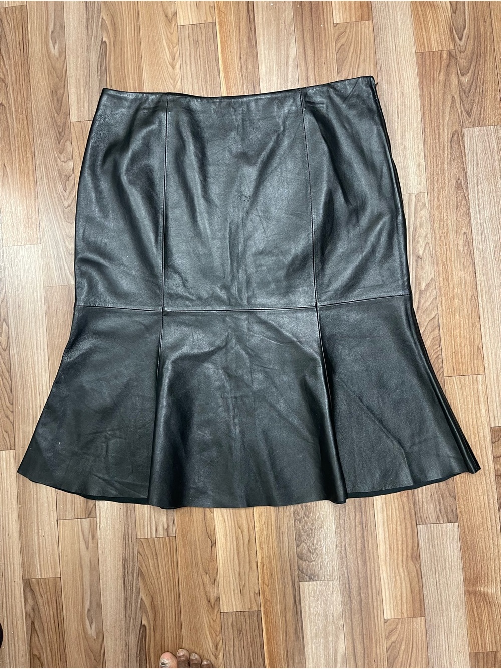 Vintage Randolph Duke Black Leather Mermaid Flounce Skirt Y2K